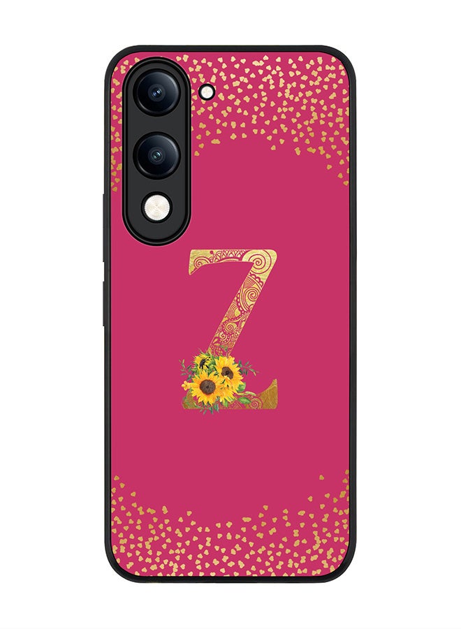 For vivo Y04 / Y29t 5G Case,Slim fit Camera Protection, Shockproof Thin Phone cover  - Custom Floral Monogram - Z ( Deep Pink )